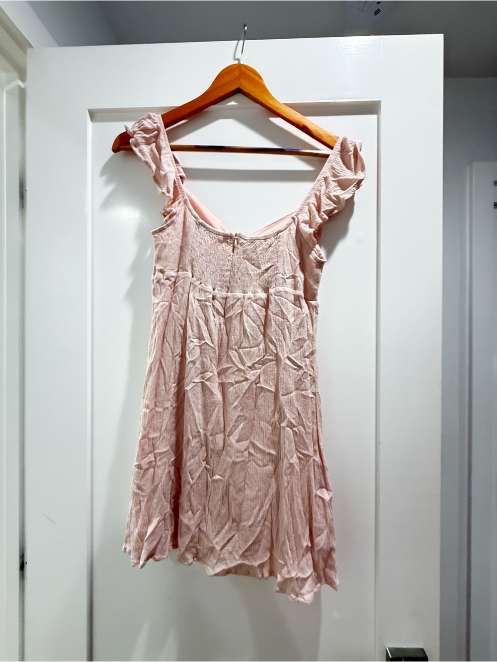 La Hearts Blush Pink Ruffle Strap Mini Dress